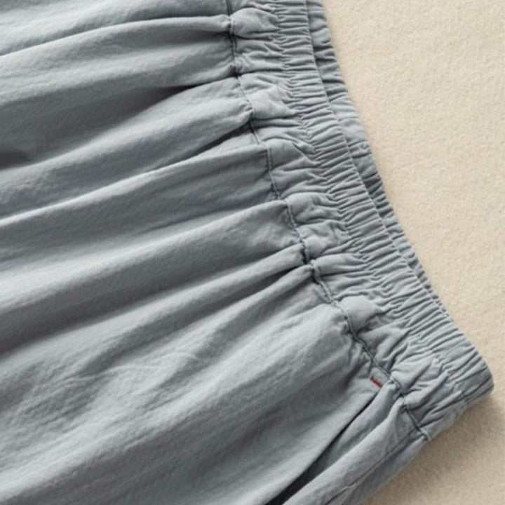 Pantalones harén de algodón con bordados y ribetes de encaje con Buddha Stones y bolsillos