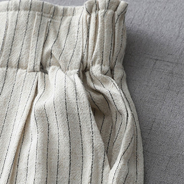 Pantalones de cintura alta, pierna ancha y bolsillos con rayas verticales de Buddha Stones - image 4