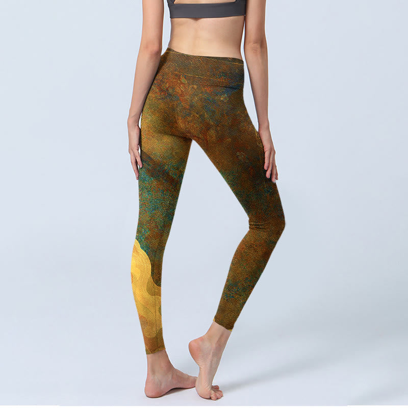 Leggings de fitness de tela de lycra con estampado de nubes auspiciosas y Buddha Stones para mujer - image 5