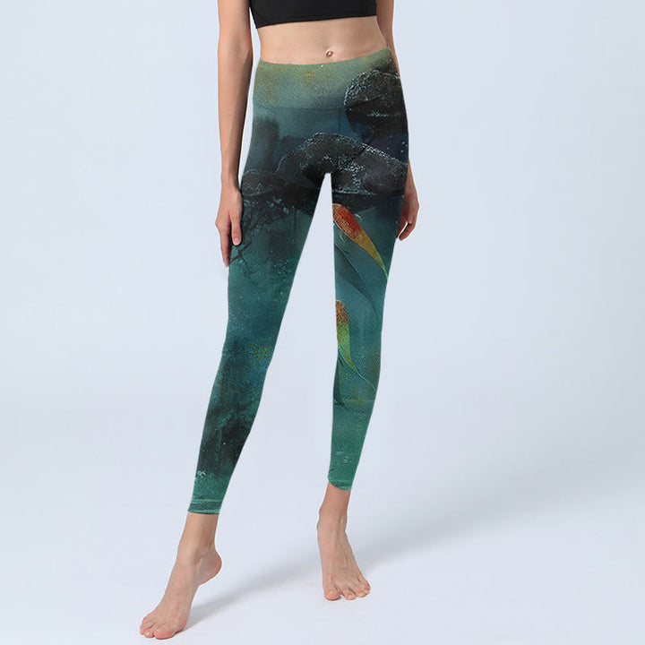 Leggings deportivos con estampado de Buddha Stones, peces koi y rocas, pantalones de yoga para mujer - image 6