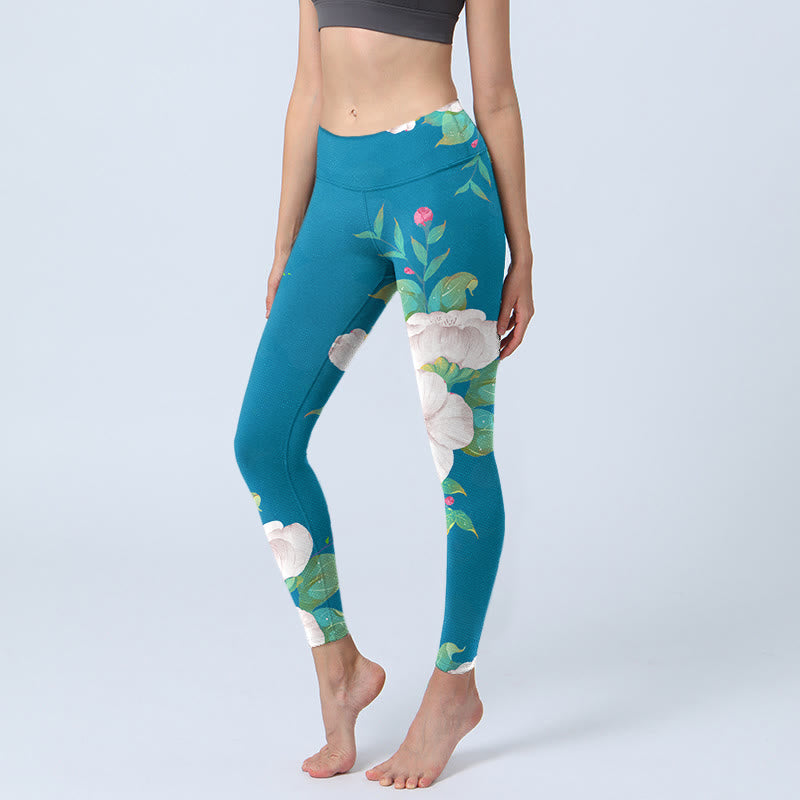 Leggings deportivos con estampado de Buddha Stones para mujer - Azul cielo profundo - US18，UK/AU22，EU50 (4XL) - image 1