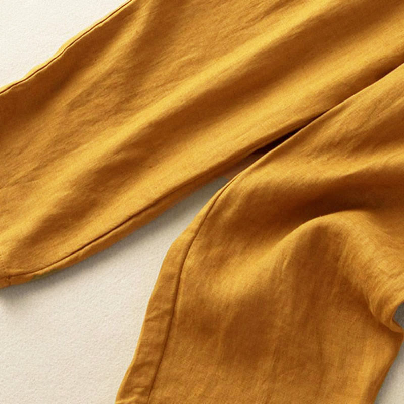 Pantalones capri estilo harén con cintura elástica y bordado vintage de Buddha Stones y bolsillos - image 3