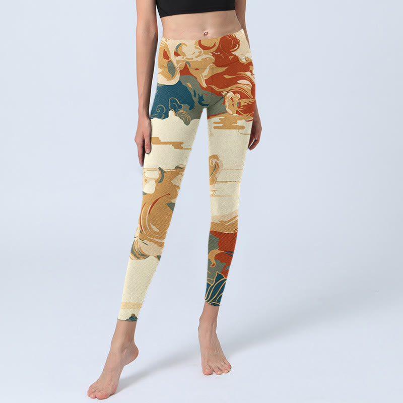 Leggings de fitness con estampado de nubes de colores y Buddha Stones para mujer - image 5