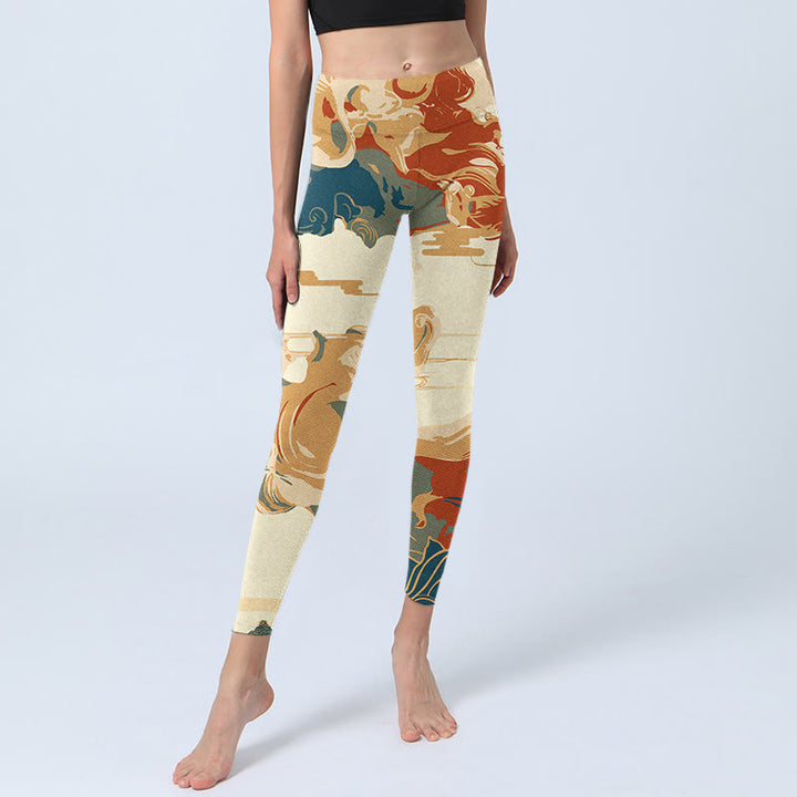 Leggings de fitness con estampado de nubes de colores y Buddha Stones para mujer - image 5
