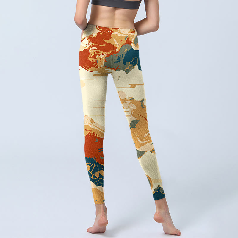 Leggings de fitness con estampado de nubes de colores y Buddha Stones para mujer - image 7