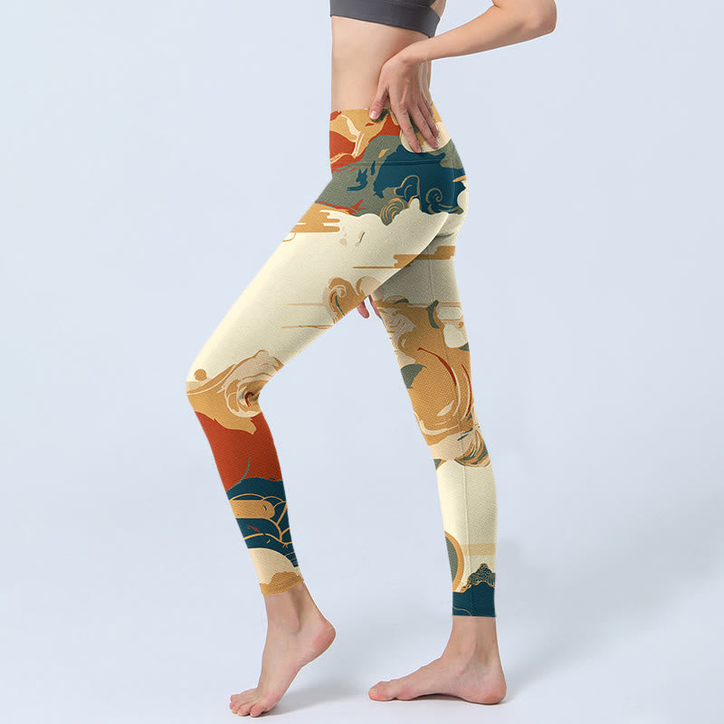 Leggings de fitness con estampado de nubes de colores y Buddha Stones para mujer - image 2