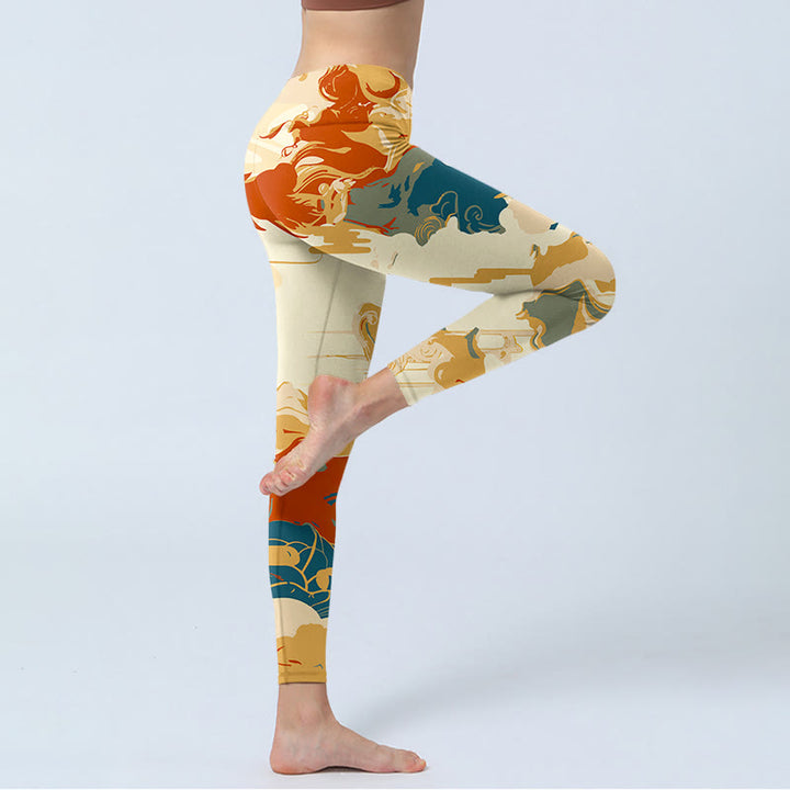 Leggings de fitness con estampado de nubes de colores y Buddha Stones para mujer - image 4