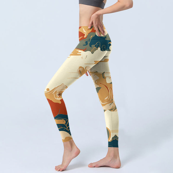 Leggings de fitness con estampado de nubes de colores y Buddha Stones para mujer - image 3