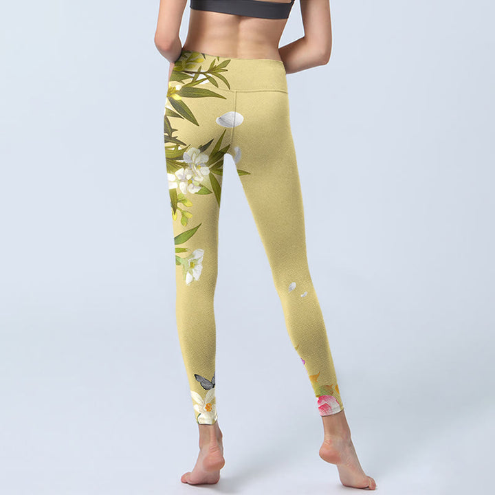 Leggings de fitness con estampado de flores, plantas, mariposas y Buddha Stones para mujer - image 7