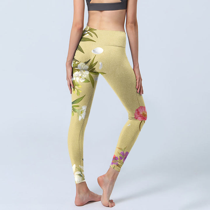 Leggings de fitness con estampado de flores, plantas, mariposas y Buddha Stones para mujer - image 4
