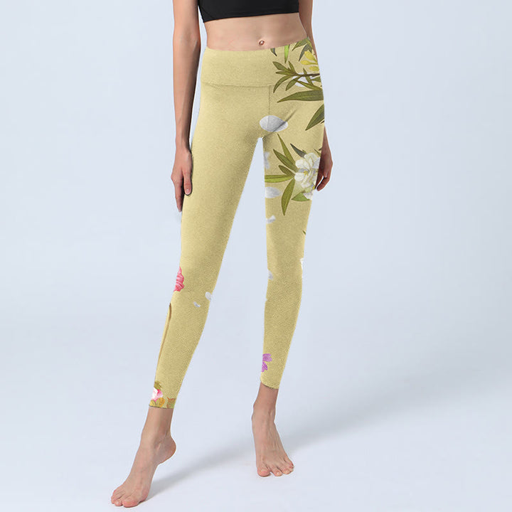 Leggings de fitness con estampado de flores, plantas, mariposas y Buddha Stones para mujer - image 7