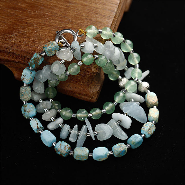 Pulsera de triple vuelta con piedra emperador verde y aventurina verde y Buddha Stones