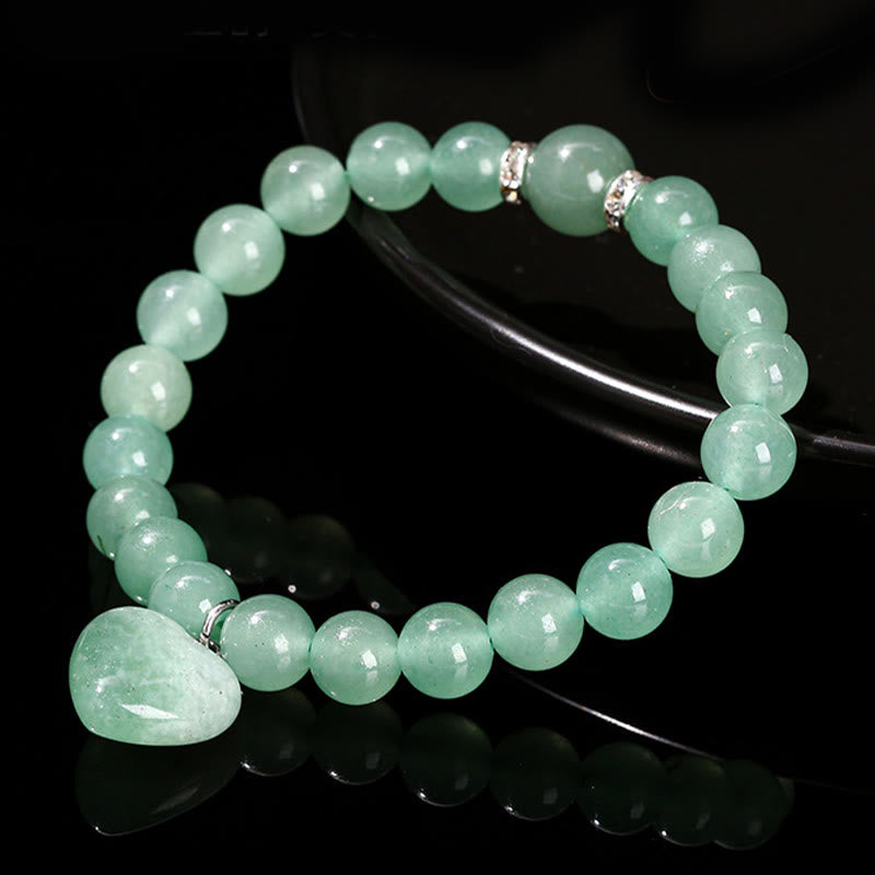 Pulsera de equilibrio con forma de corazón de amor y aventurina verde y varios Buddha Stones