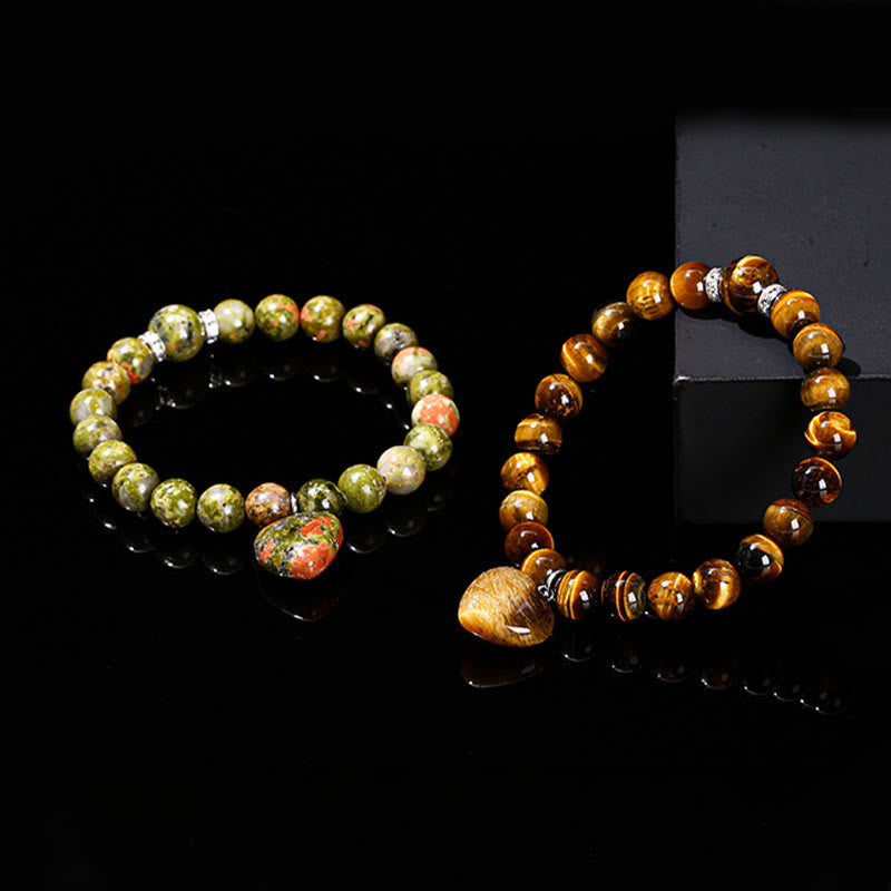 Pulsera de equilibrio con forma de corazón de amor y aventurina verde y varios Buddha Stones