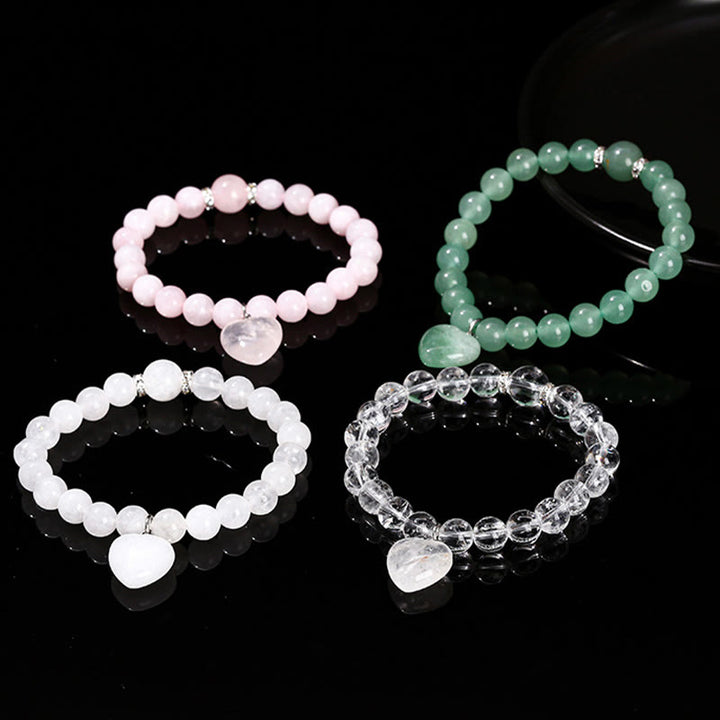 Pulsera de equilibrio con forma de corazón de amor y aventurina verde y varios Buddha Stones