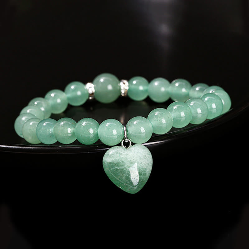 Pulsera de equilibrio con forma de corazón de amor y aventurina verde y varios Buddha Stones