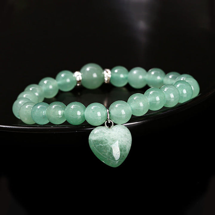 Pulsera de equilibrio con forma de corazón de amor y aventurina verde y varios Buddha Stones