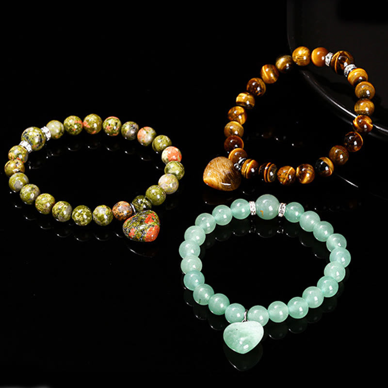 Pulsera de equilibrio con forma de corazón de amor y aventurina verde y varios Buddha Stones
