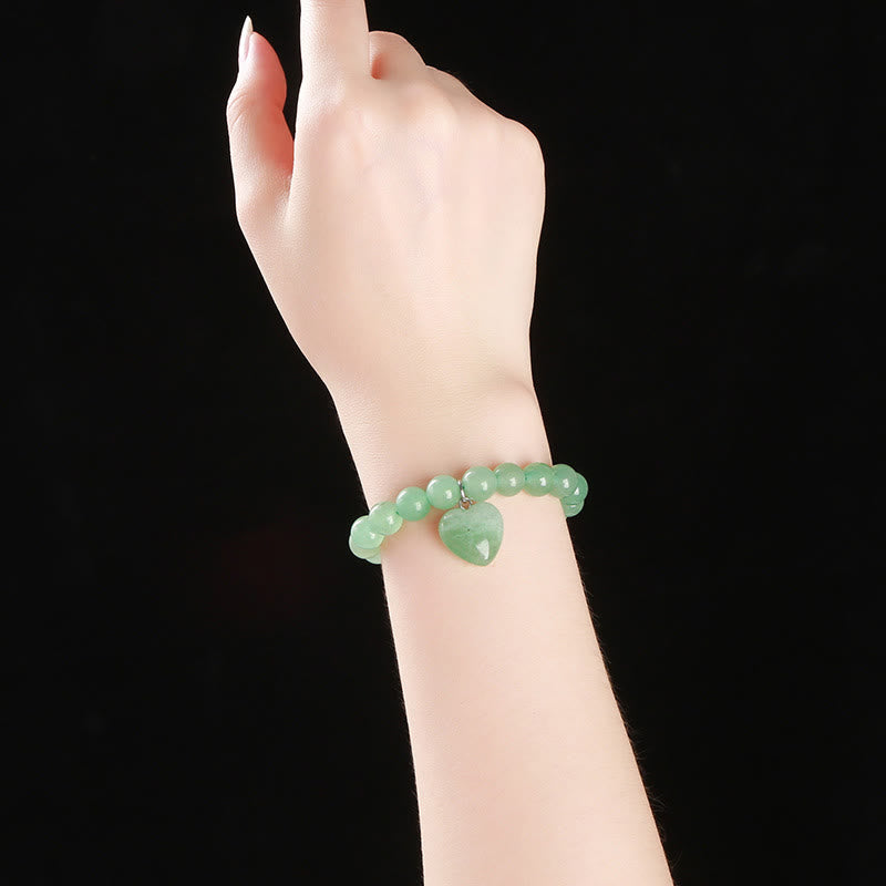 Pulsera de equilibrio con forma de corazón de amor y aventurina verde y varios Buddha Stones