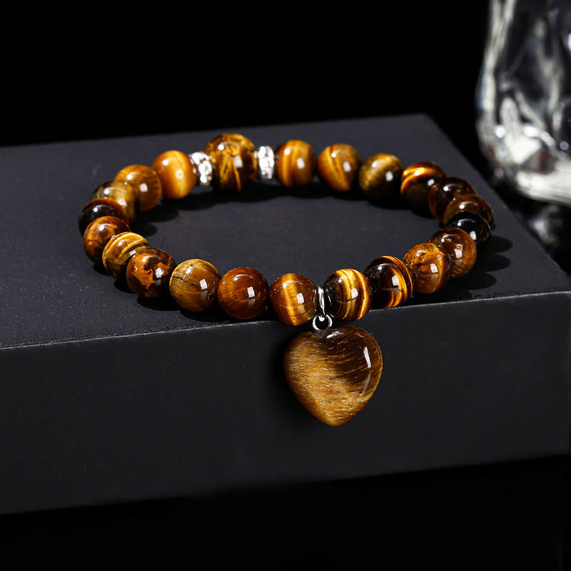 Pulsera de equilibrio con forma de corazón de aventurina verde y cristales variados de Buddha Stones - Ojo de tigre (circunferencia de la muñeca: 14-16 cm) - 10 mm - image 20