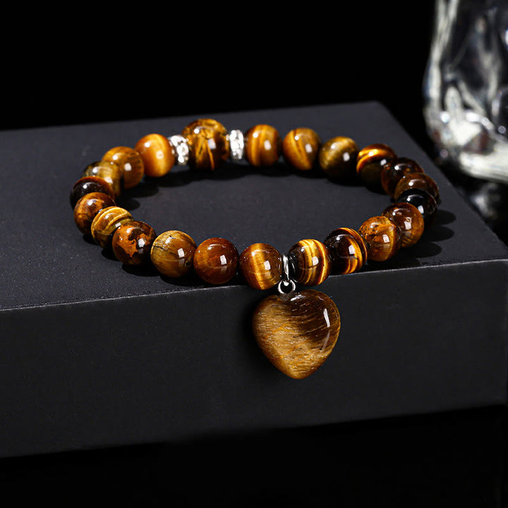 Pulsera de equilibrio con forma de corazón de aventurina verde y cristales variados de Buddha Stones - Ojo de tigre (circunferencia de la muñeca: 14-16 cm) - 10 mm - image 20