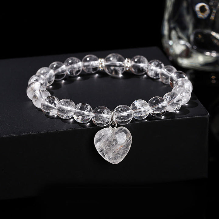 Pulsera de equilibrio con forma de corazón de aventurina verde y cristales variados de Buddha Stones - Cristal blanco (circunferencia de la muñeca: 14-16 cm) - 10 mm - image 16