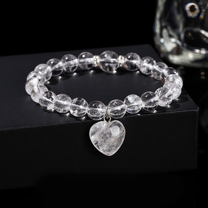 Pulsera de equilibrio con forma de corazón de aventurina verde y cristales variados de Buddha Stones - Cristal blanco (circunferencia de la muñeca: 14-16 cm) - 10 mm - image 16