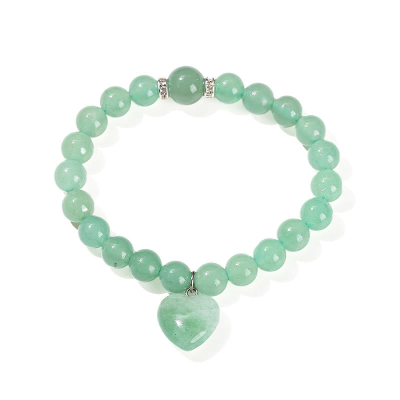 Pulsera de equilibrio con forma de corazón de amor y aventurina verde y varios Buddha Stones