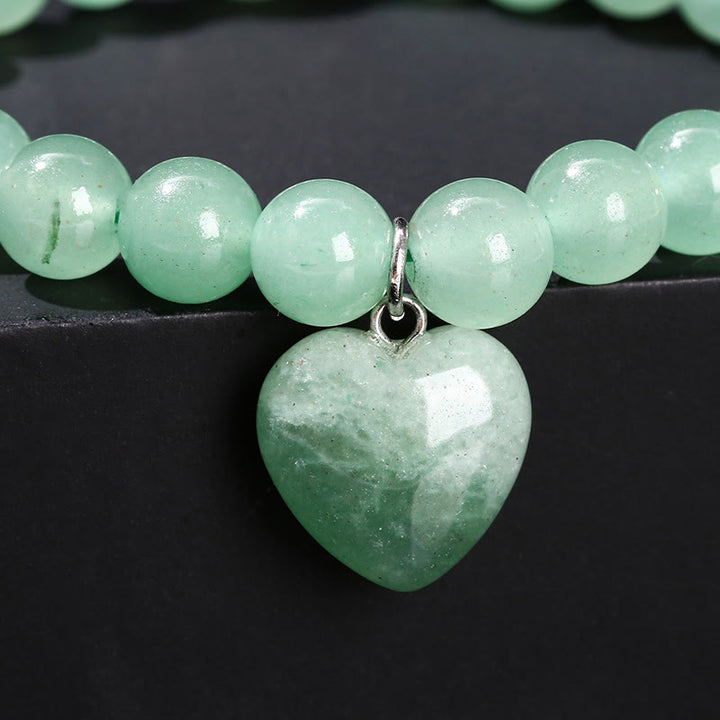 Pulsera de equilibrio con forma de corazón de amor y aventurina verde y varios Buddha Stones