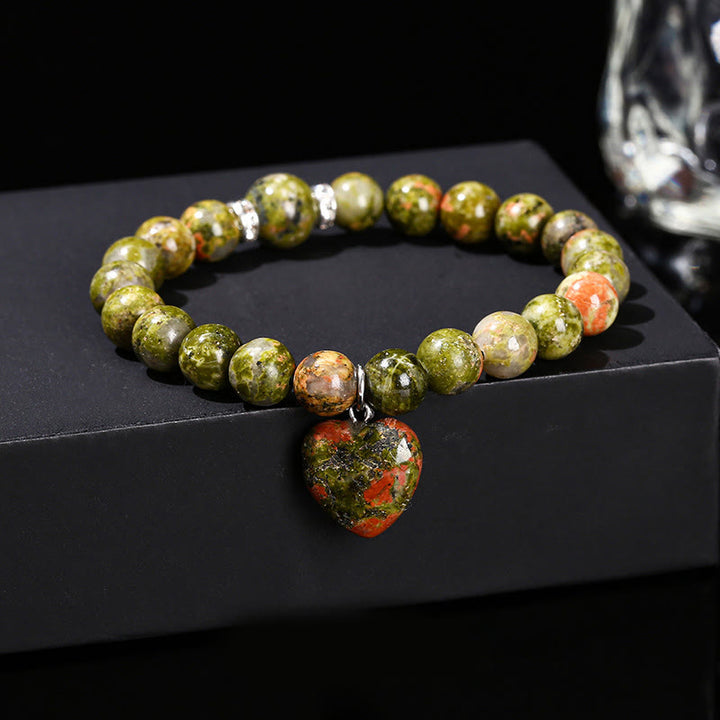 Pulsera de equilibrio con forma de corazón de amor y aventurina verde y varios Buddha Stones