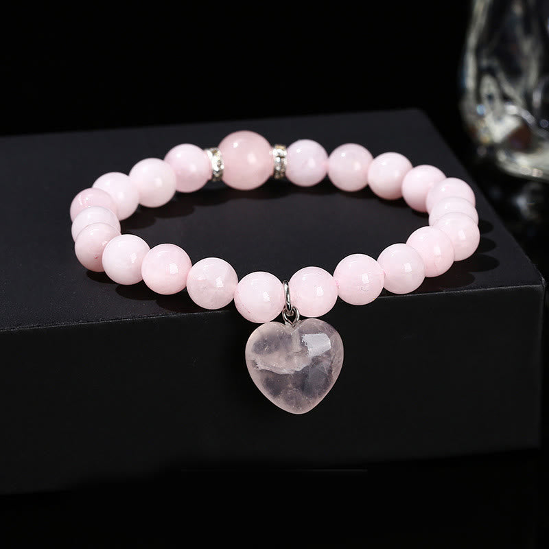 Pulsera de equilibrio con forma de corazón de aventurina verde y cristales variados de Buddha Stones - Cristal rosa (circunferencia de la muñeca: 14-16 cm) - 10 mm - image 18