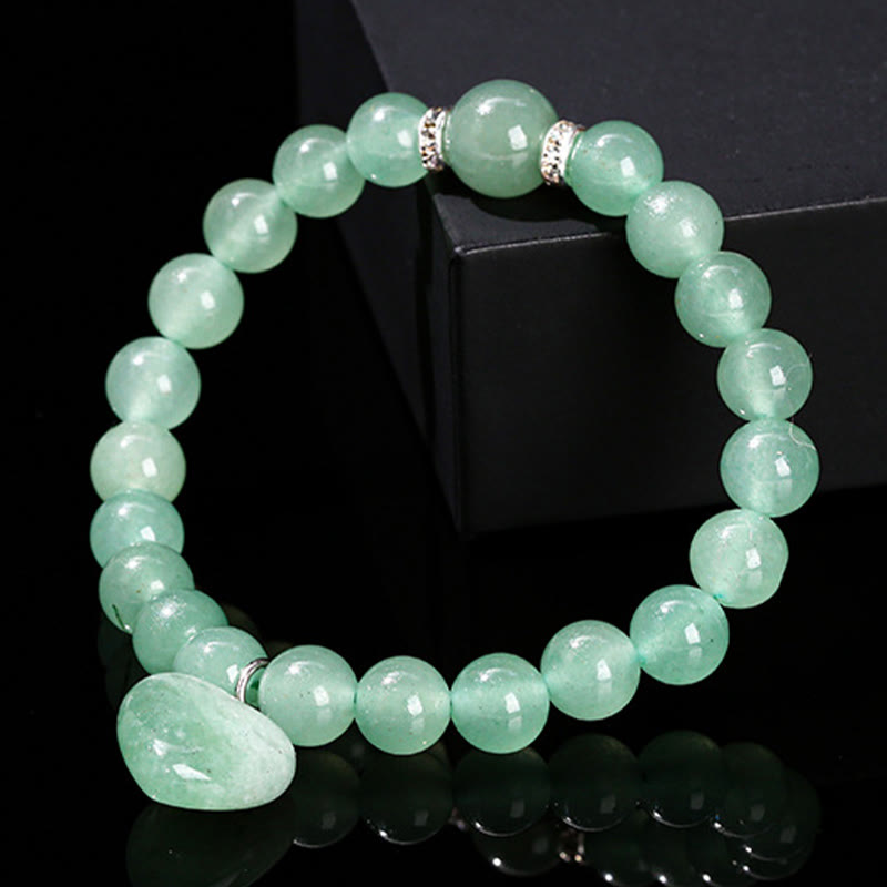 Pulsera de equilibrio con forma de corazón de amor y aventurina verde y varios Buddha Stones