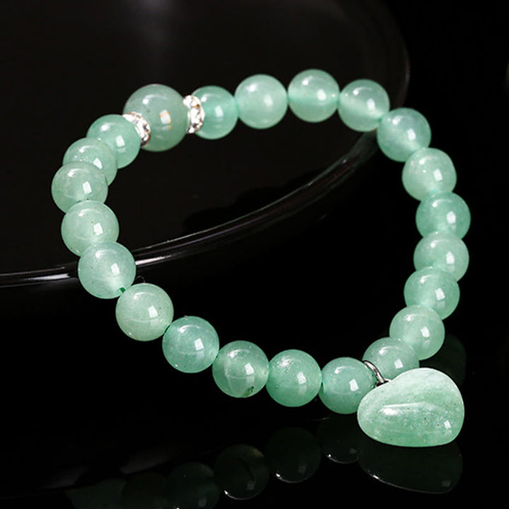 Pulsera de equilibrio con forma de corazón de amor y aventurina verde y varios Buddha Stones