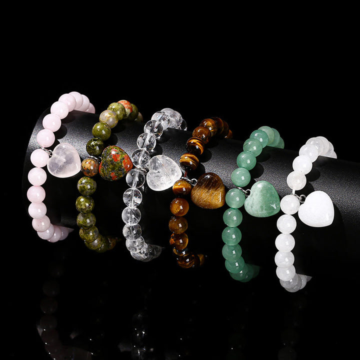 Pulsera de equilibrio con forma de corazón de amor y aventurina verde y varios Buddha Stones