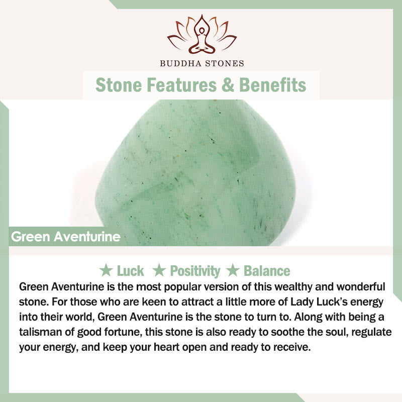 Pulsera de equilibrio con forma de corazón de amor y aventurina verde y varios Buddha Stones