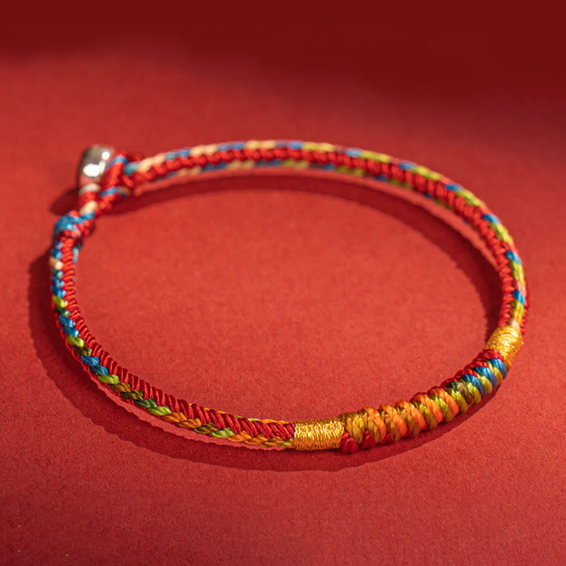 Pulsera de protección con hebilla de plata de ley 925 y aleación de hilo rojo multicolor con Buddha Stones - image 3