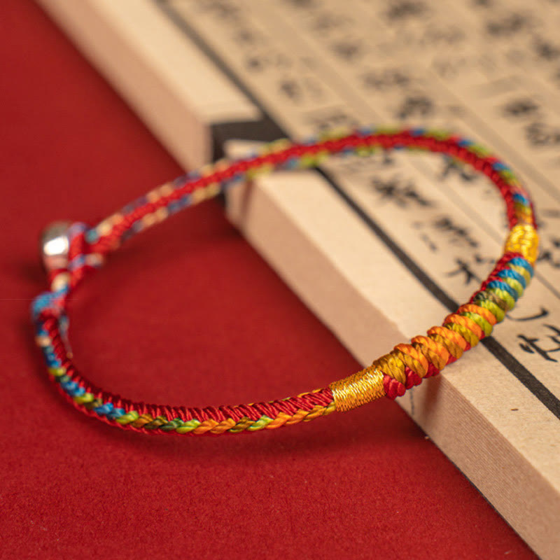 Pulsera de protección con hebilla de plata de ley 925 y aleación de hilo rojo multicolor con Buddha Stones - image 1