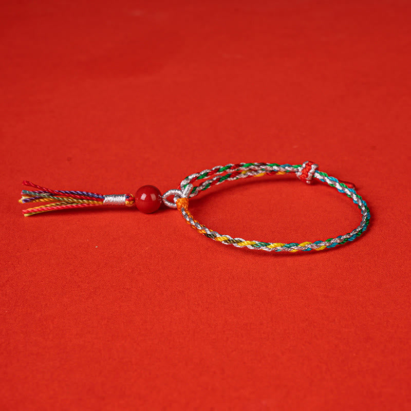 Pulsera de concentración de cinabrio con hilo colorido de Buddha Stones