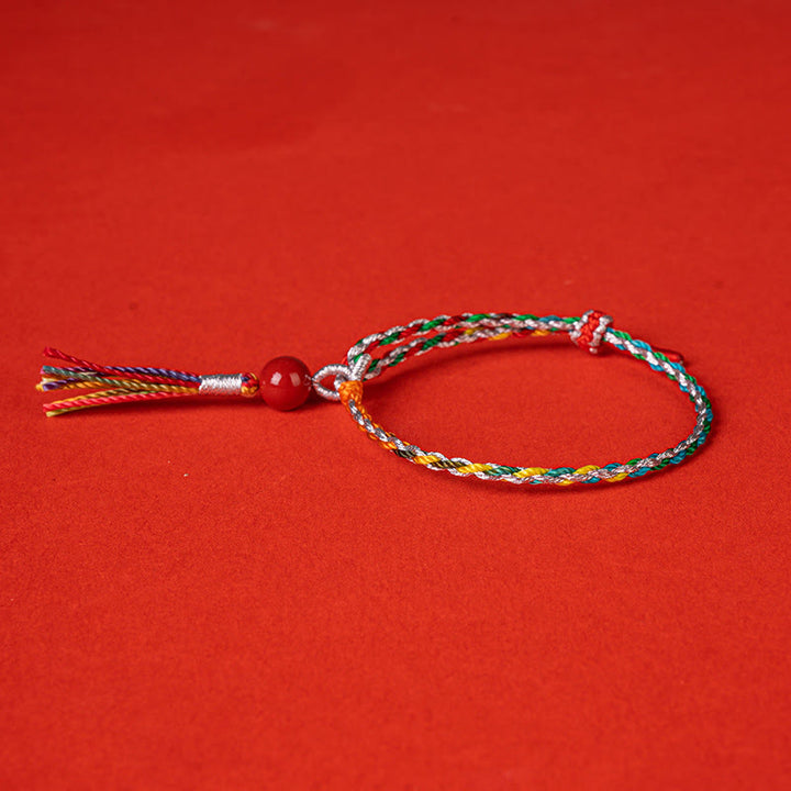 Pulsera de concentración de cinabrio con hilo colorido de Buddha Stones