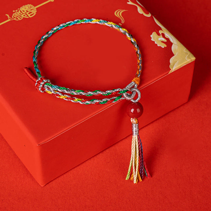Pulsera de concentración de cinabrio con hilo colorido de Buddha Stones