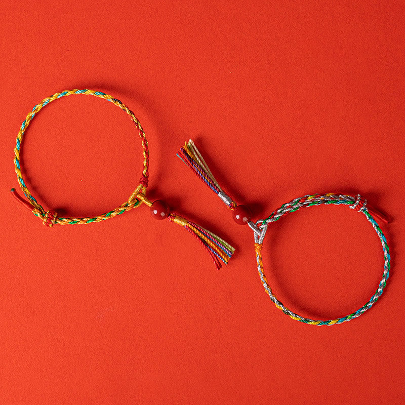 Pulsera de concentración de cinabrio con hilo colorido de Buddha Stones