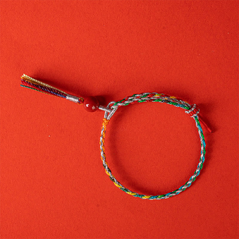 Pulsera de concentración de cinabrio con hilo colorido de Buddha Stones