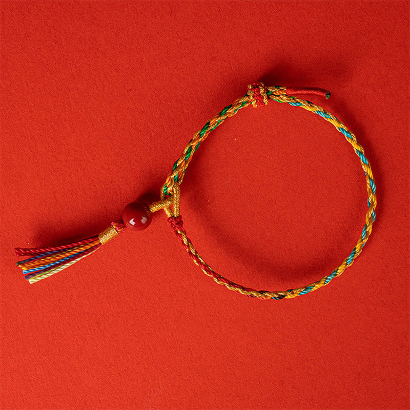 Pulsera de concentración de cinabrio con hilo colorido de Buddha Stones