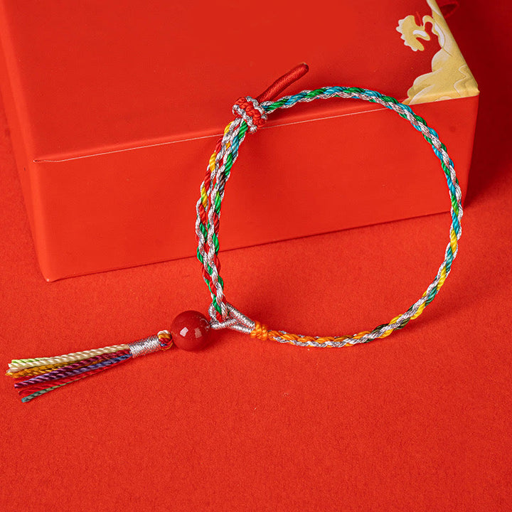 Pulsera de concentración de cinabrio con hilo colorido de Buddha Stones