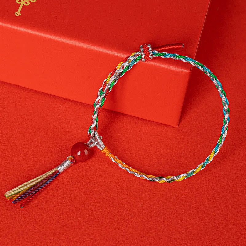 Pulsera de concentración de cinabrio con hilo colorido de Buddha Stones
