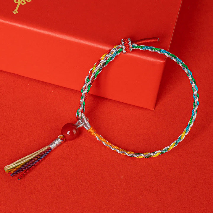 Pulsera de concentración de cinabrio con hilo colorido de Buddha Stones