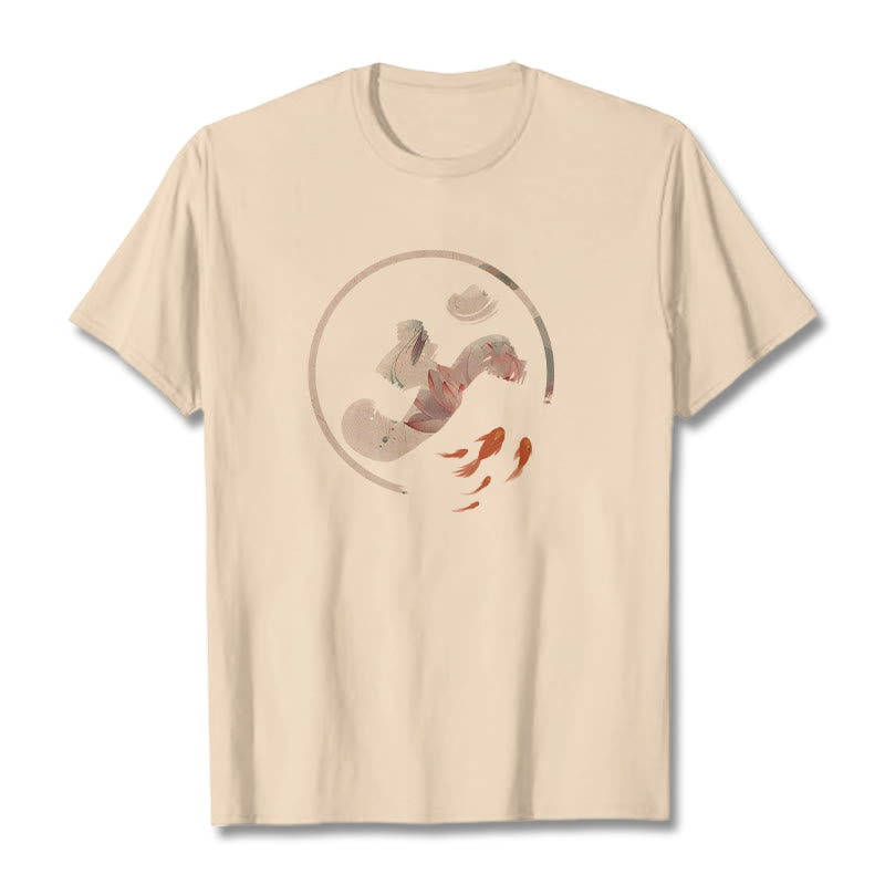 Camiseta de algodón con diseño de pez koi y loto OM de Buddha Stones - Sopa de mariscos - 2XL - image 9