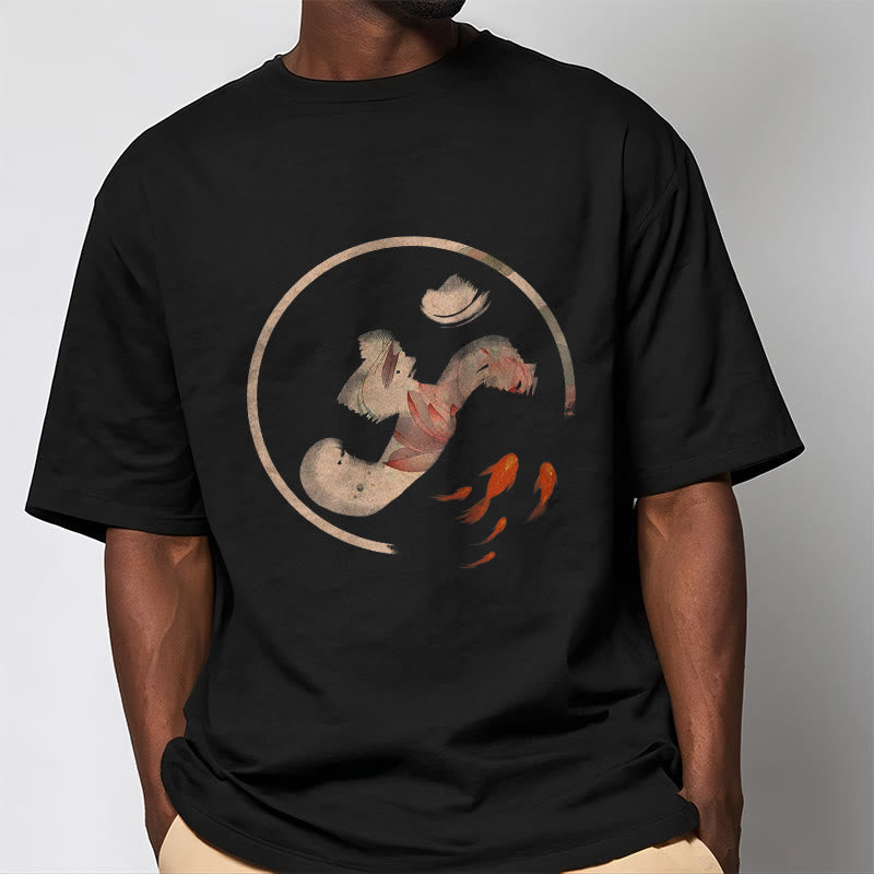Camiseta de algodón con diseño de pez koi y loto OM de Buddha Stones - image 7