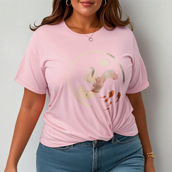 Camiseta de algodón con diseño de pez koi y loto OM de Buddha Stones - image 14