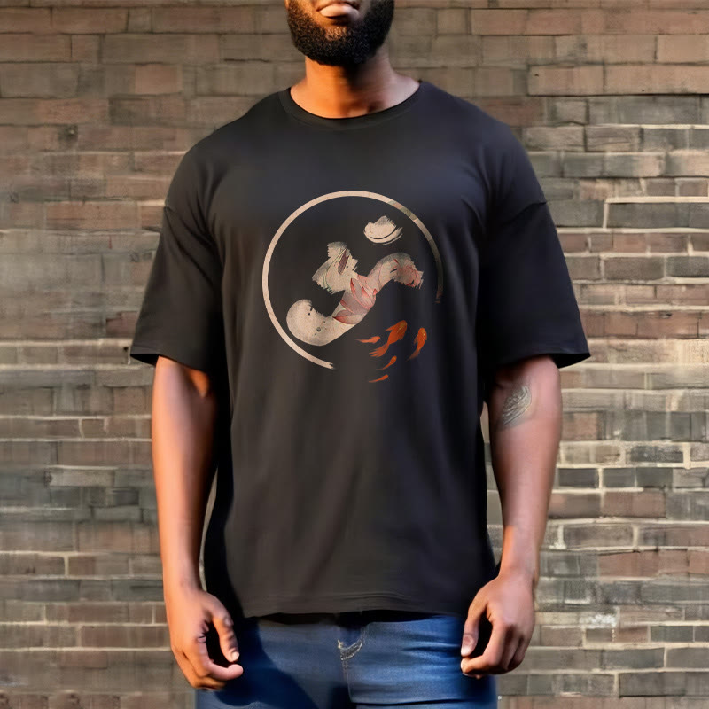 Camiseta de algodón con diseño de pez koi y loto OM de Buddha Stones - image 8